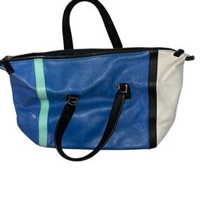 Paul Smith blue green color block leather bag purse